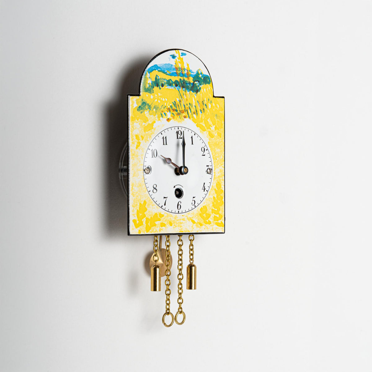 Wanduhr "Sommer", Bogenschild aus Emaille, Maße: 100 x 65 mm, Eintagewerk