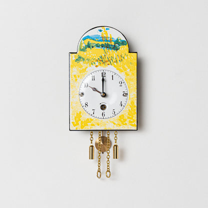 Wanduhr "Sommer", Bogenschild aus Emaille, Maße: 100 x 65 mm, Eintagewerk
