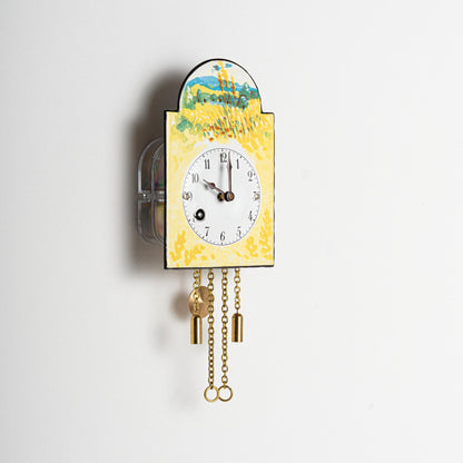 Wanduhr "Sommer", Bogenschild aus Emaille, Maße: 100 x 65 mm, Siebentagewerk