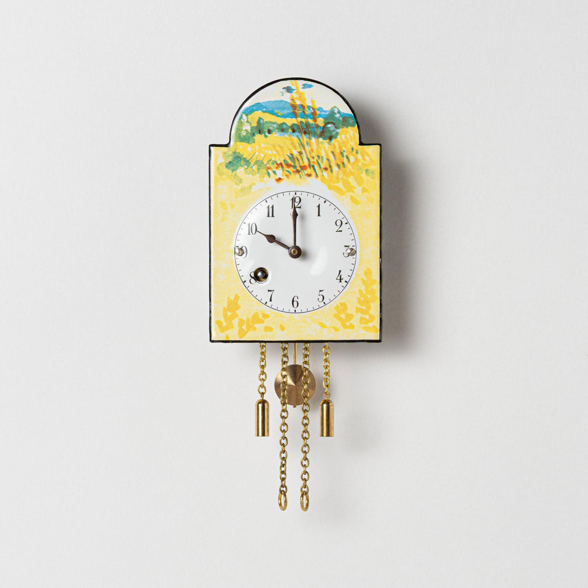 Wanduhr "Sommer", Bogenschild aus Emaille, Maße: 100 x 65 mm, Siebentagewerk