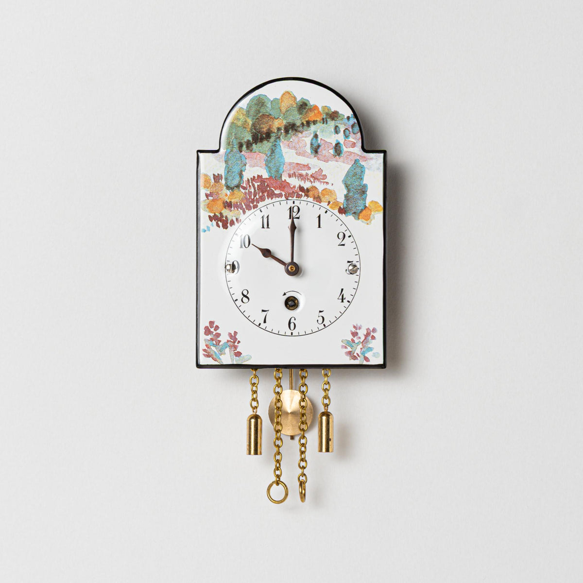 Wanduhr "Herbst", Bogenschild aus Emaille, Maße: 100 x 65 mm, Eintagewerk