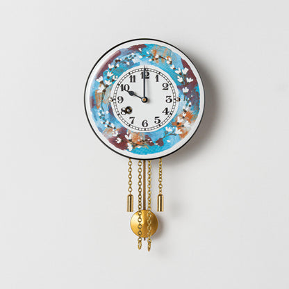 Wanduhr "Blütenkranz",  rund Ø 100 mm, Emailleschild, Siebentagewerk