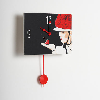 Wanduhr "Selina", rechteckig, Holzschild, Siebentagewerk