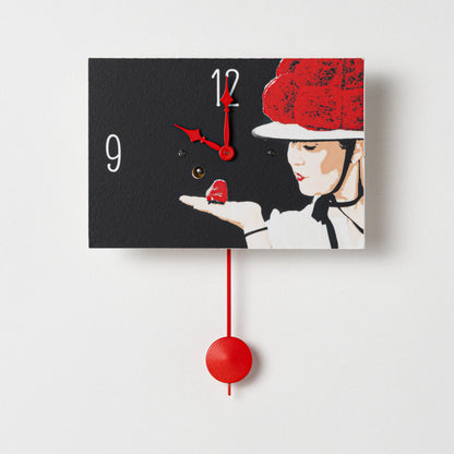 Wanduhr "Selina", rechteckig, Holzschild, Siebentagewerk