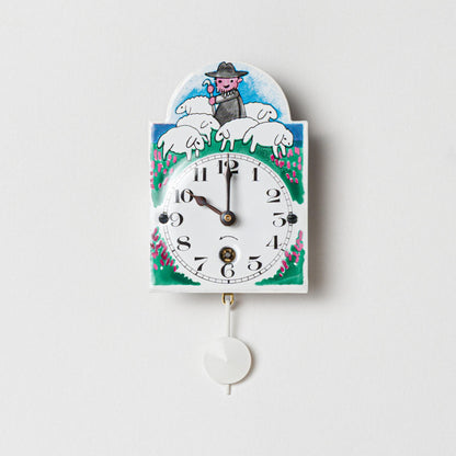 Wanduhr "Schäfer", Bogenschild aus Emaille, Maße: 50 x 75 mm, Eintagewerk