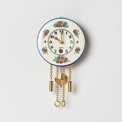 Wanduhr "Vergissmeinnicht",  rund Ø 64mm, Emailleschild, Eintagewerk