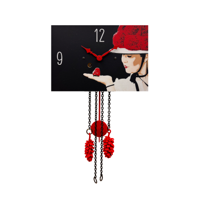 Wanduhr "Selina", rechteckig, Holzschild, Siebentagewerk