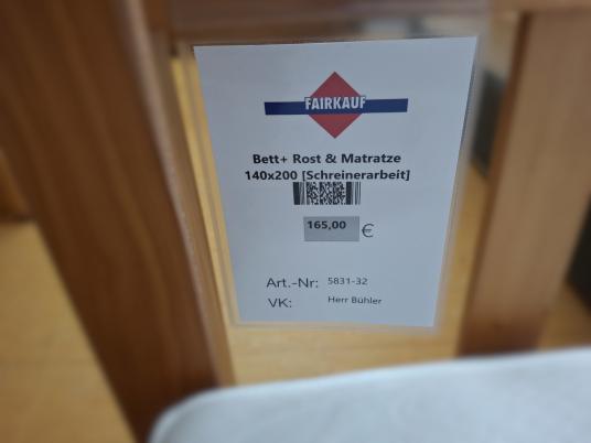 Bett+Rost und Matratze 140x200 [Schreinerarbeit] 