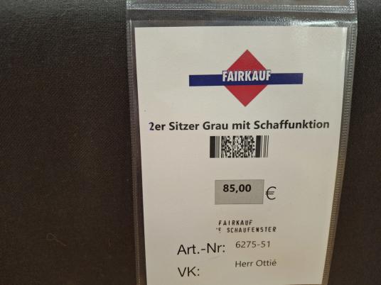 2-Sitzer Grau mit Schlaffunktion 