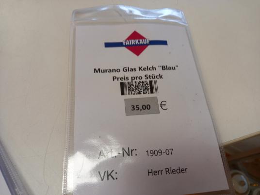 Mirano Glas Kelch "Blau" Preis Pro Stück 