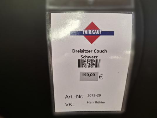 Dreisitzer Couch schwarz 