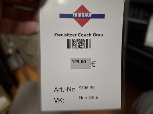Zweisitzer Grau Couch 
